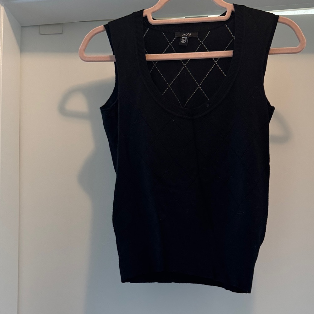 Jacob Black Sleeveless Diamond-Texture Knit Tank